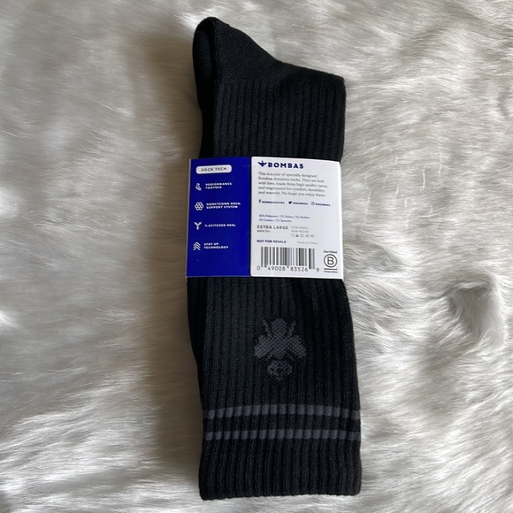 Bombas Mens Size XL 13+Solid Black Calf Socks NWT - Picture 3 of 7